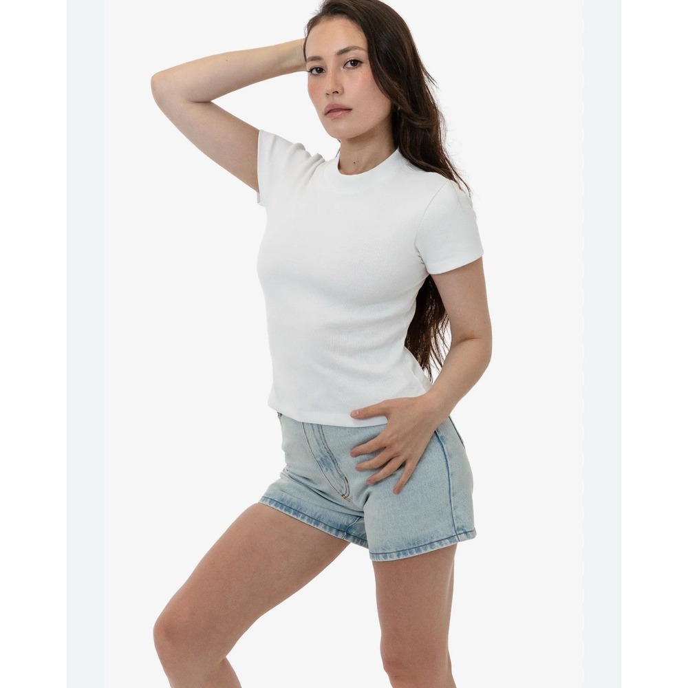 INC‎ Inc Concepts Knit Mock Neck Shirt Womens Small White Short Sleeve Y2k